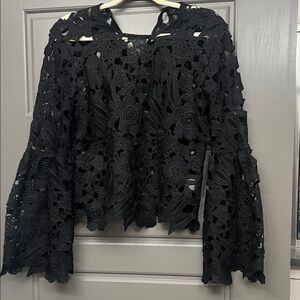 Romeo & Juliet Couture Black Floral Lace Blouse